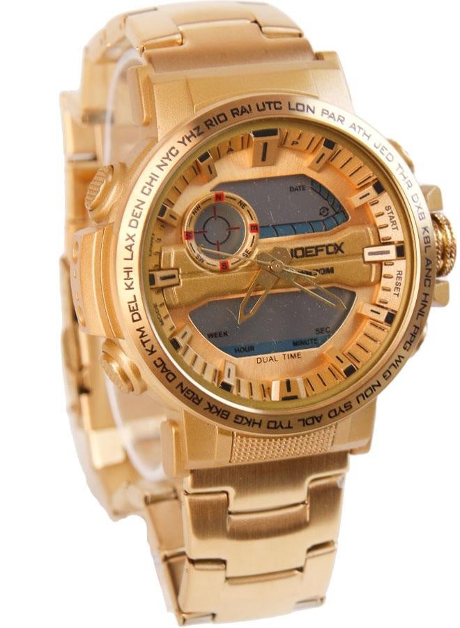JoeFox Men’s JOEFOX Sports Analog & Digital Wristwatch – Gold - Image 2